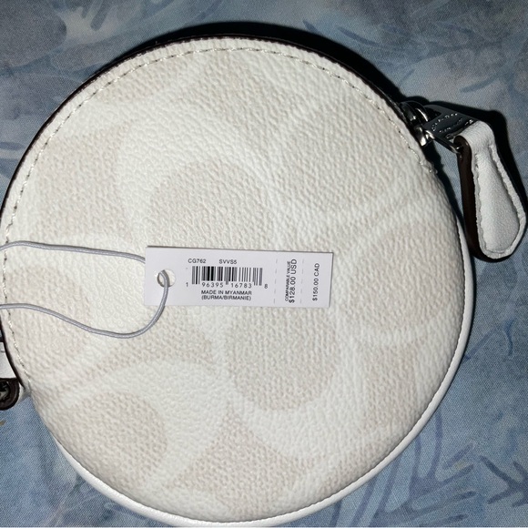 Coach Circle Coin Purse, signature canvas, white, NWT - Picture 2 of 8
